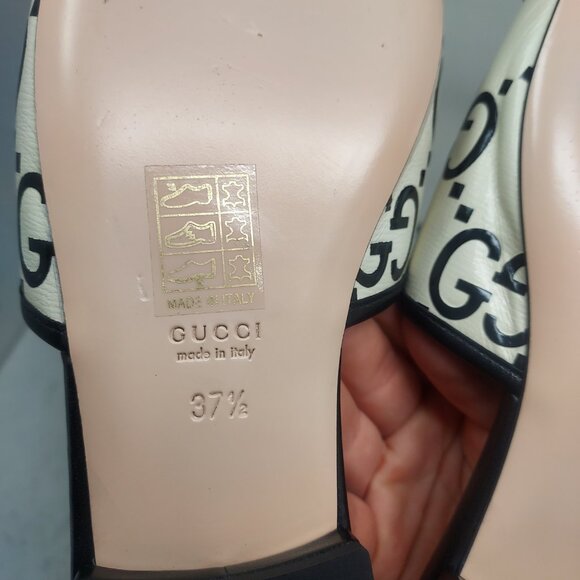 Gucci Jolie GG Marmont Slide Black White Sandal - Picture 6 of 11